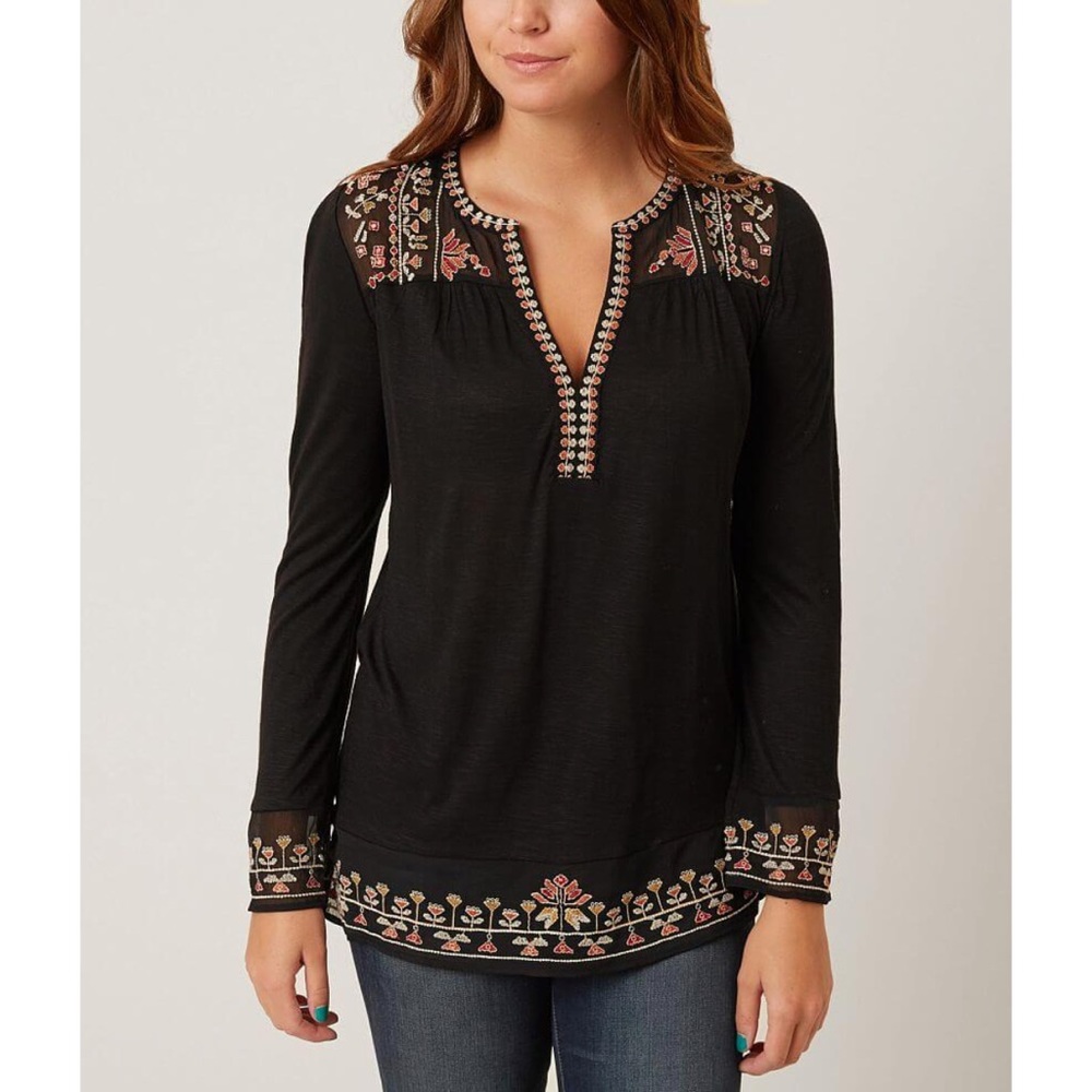 Lucky Brand Embroidered Peasant Top